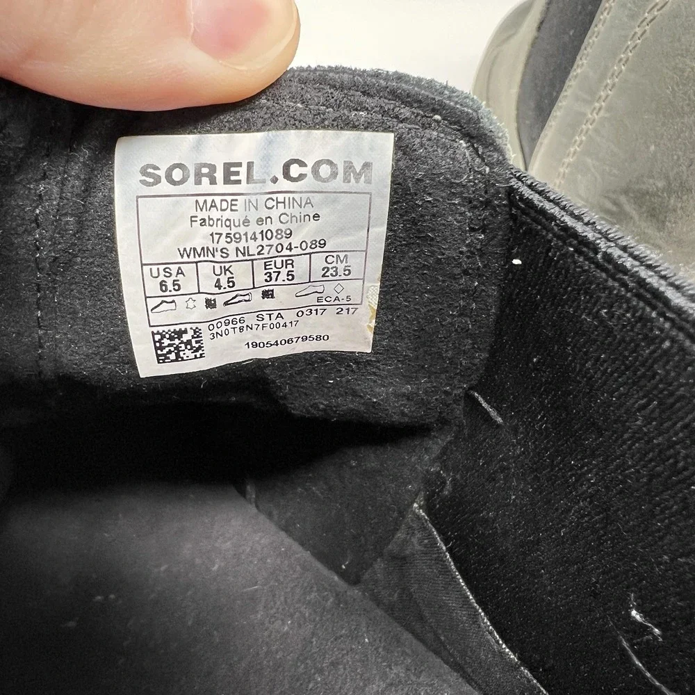 Sorel Boots Women's 6.5 Lea‎ Wedge Waterproof Leather Gray Chelsea Ankle Booties
